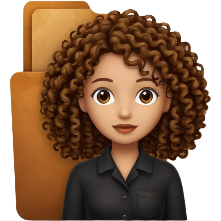 black transparent folder with a canela skin girl with curly hair logo  emoji