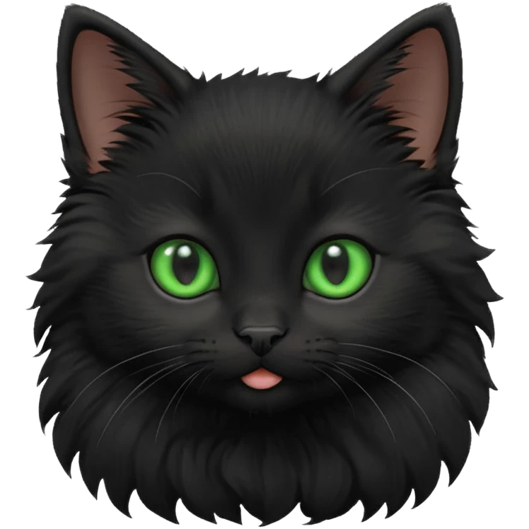 A photo-realistic digital illustration of an adorable black kitten emoji