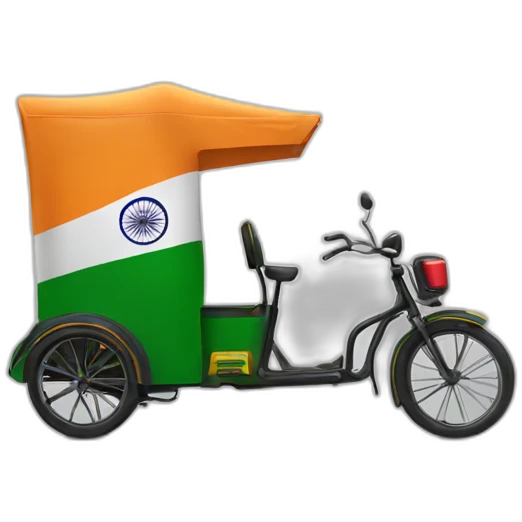 Indian rickshaw with Indian flag on top emoji
