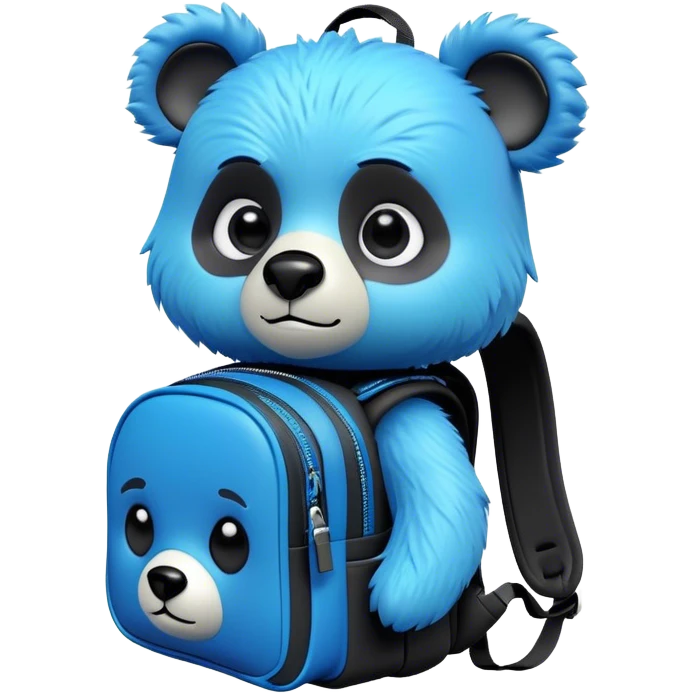 3D, adorable little Pixar style blue neon punk bear with a black backpack, ultra detailed, each lash, eye, and strand of fur is shown in stunning detail as though captured in a timeless photograph, rich textures, visually rich, so lifelike it feels like it could leap off the page at any moment emoji