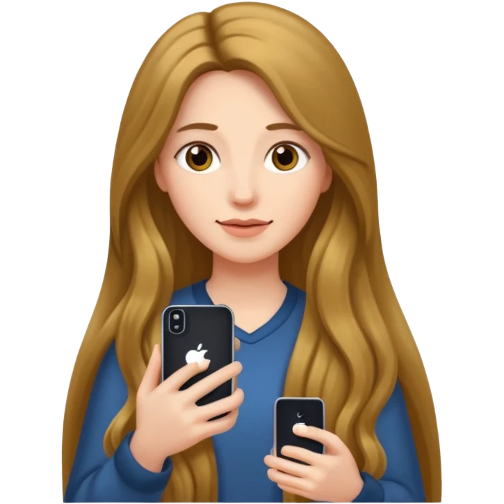 아이폰들고 있는 긴 생머리 여자 그러줘 emoji