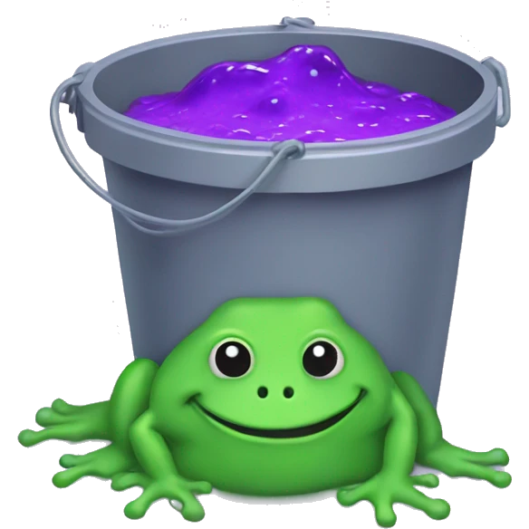 a bucket of green slime with a purple frog inside emoji