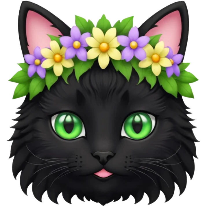 black cat with flowers and star emoji