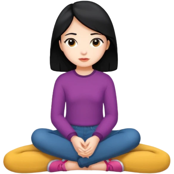 Girl with black hair sitting waiting  emoji