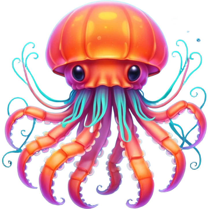 Neon glowing jellyfish-crab-squi emoji