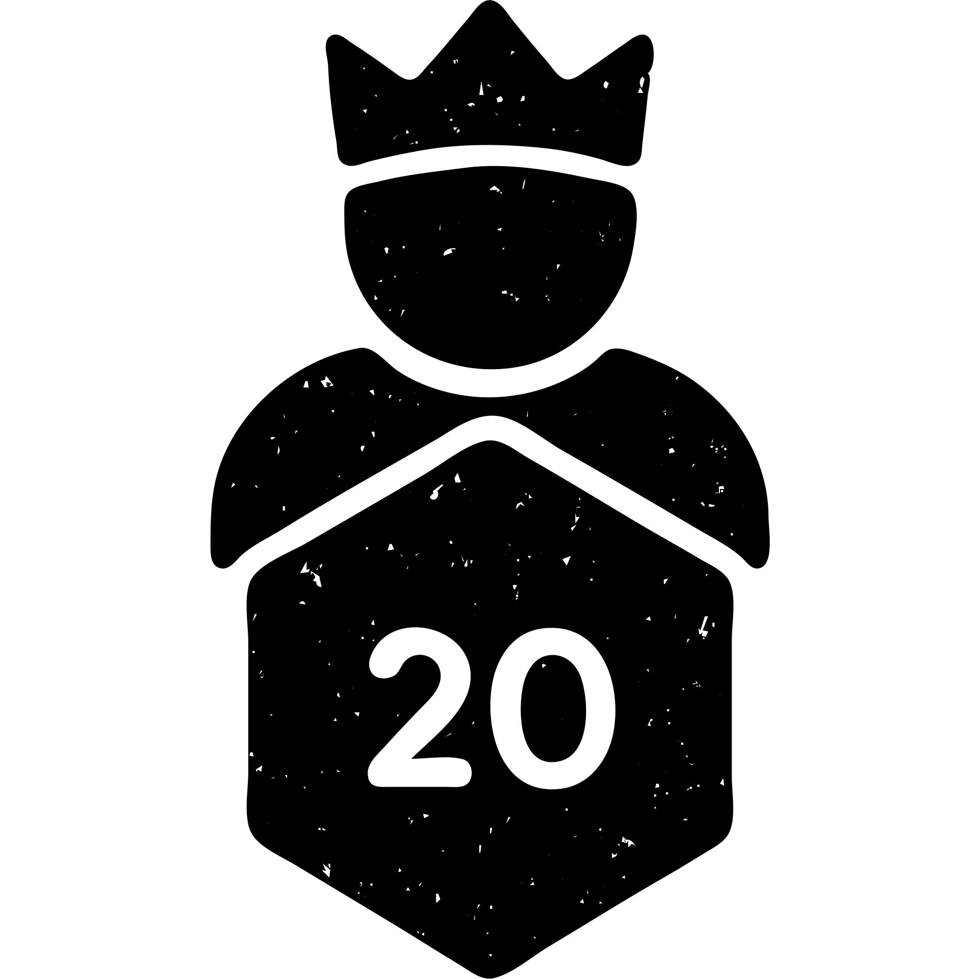 minimalist solid icon representing Dungeon Master for DnD TTRPGs with worn distressed effect emoji