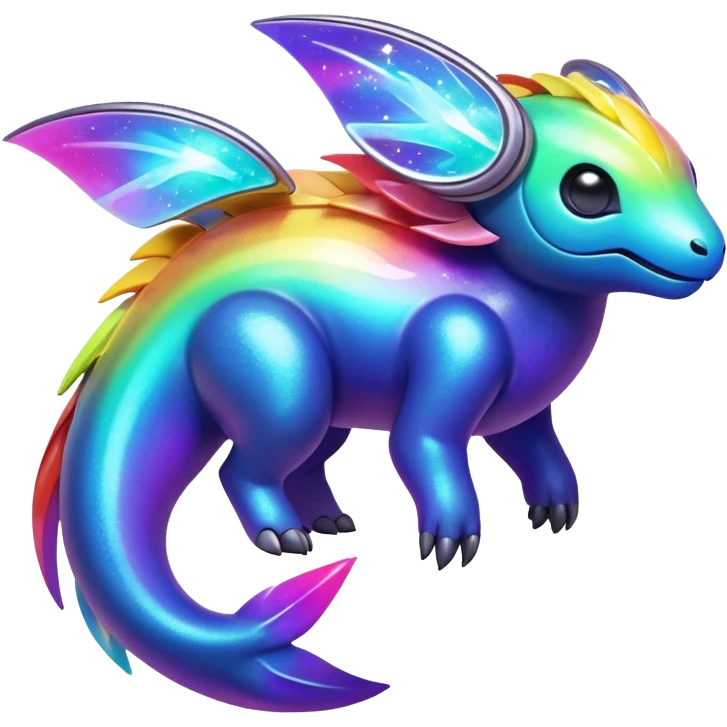  Shiny sparkly transparent bioluminescent luminescent vibrant bright pastel dark exotic iridescent colorful nebula rainbow gradients cyber-Protogen-Fakémon-Pokémon-Vernid-creature emoji