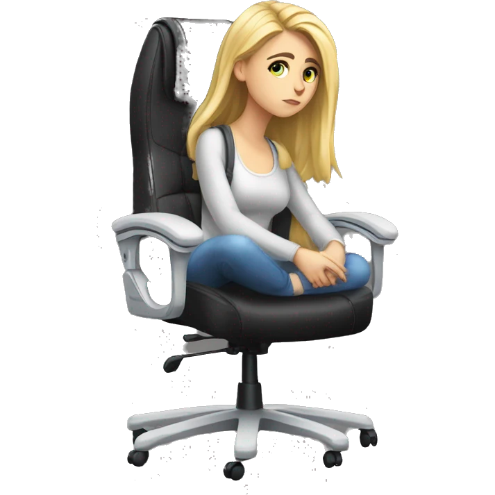 white girl thinking on a big gaming chair  emoji