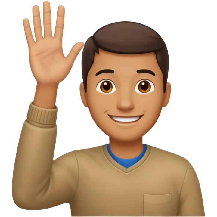 man with hand raised to volunteer emoji