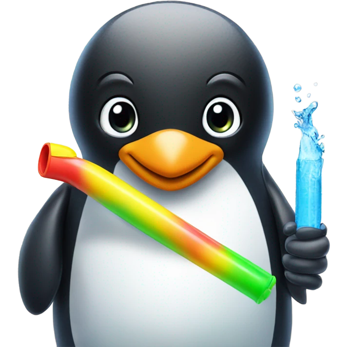 Penguin holding water gun emoji