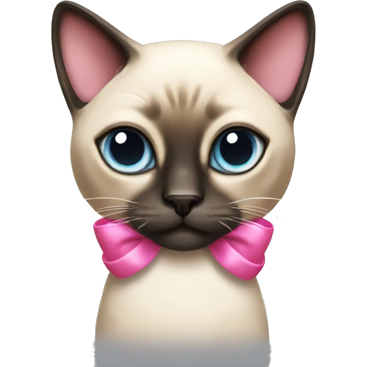 Siamese cat with pink bow emoji