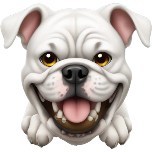 White bulldog with football emoji