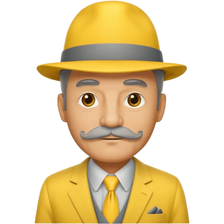 middle aged mobster with yellow colored suit and hat and grey mustache and grey beard emoji