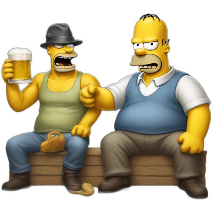 koba la d et Homer Simpson boivent un biere emoji