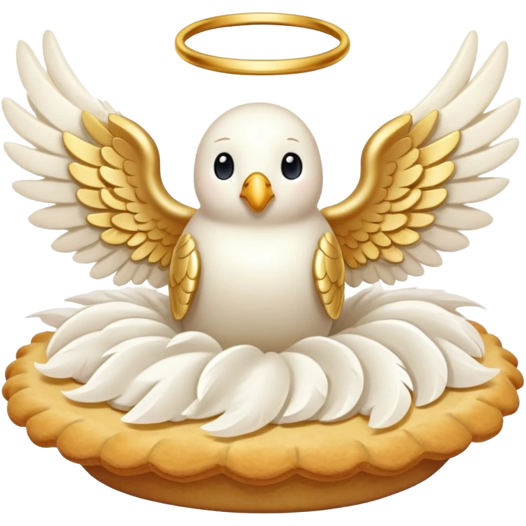 a cream pie flying with angel wings emoji