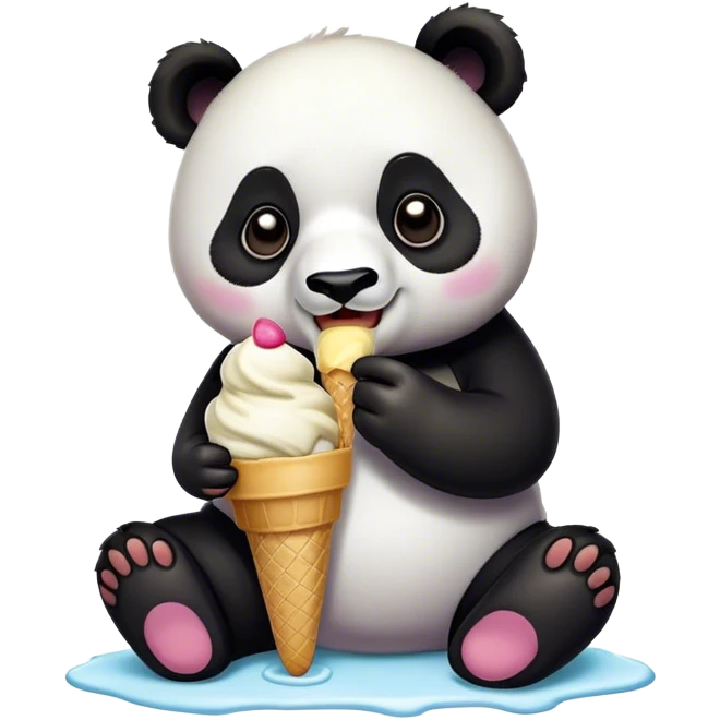 Panda eating ice cream emoji
