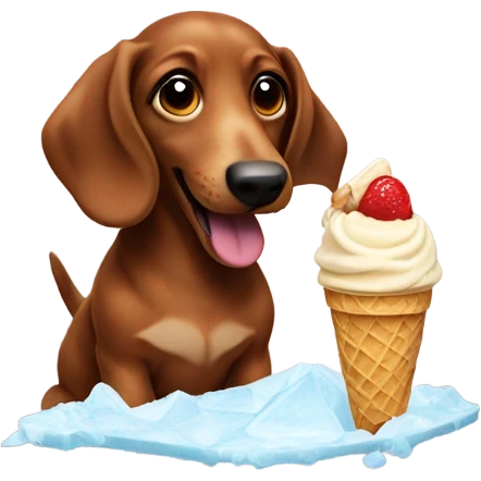 Daschaund eating ice cream  emoji