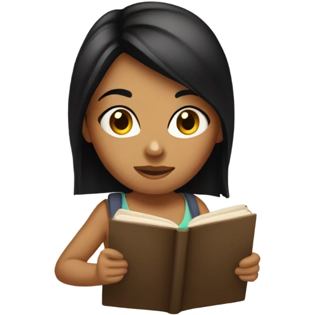 Tanned girl with straight black hair studying  emoji