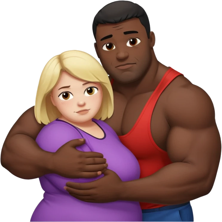 Fat white girl hugging muscular black man  emoji