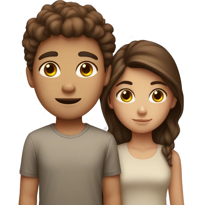 brown hair boy and browns shirt girl with freckles emoji