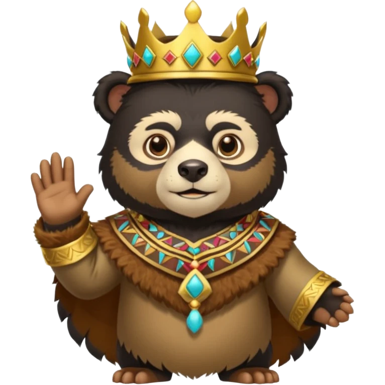 Spectacled bear in Cusco Inca attire with the Manco Capac costume, which includes a crown and Inca-style clothing emoji