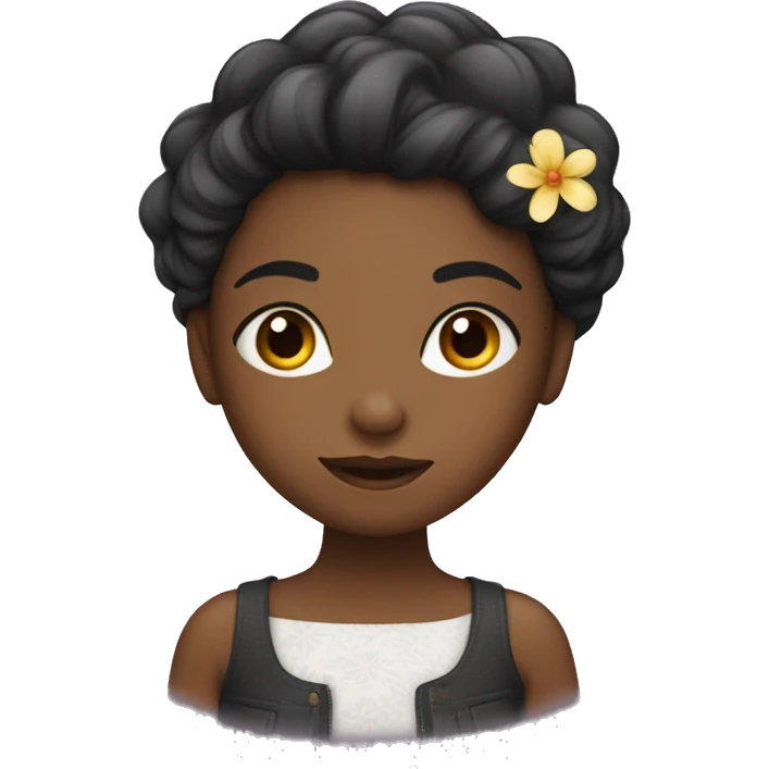 Fille noir avec fleur dans cheveux emoji