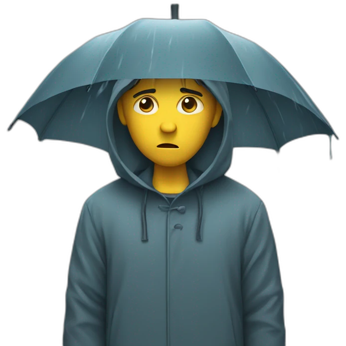 sad man in a raincoat  emoji