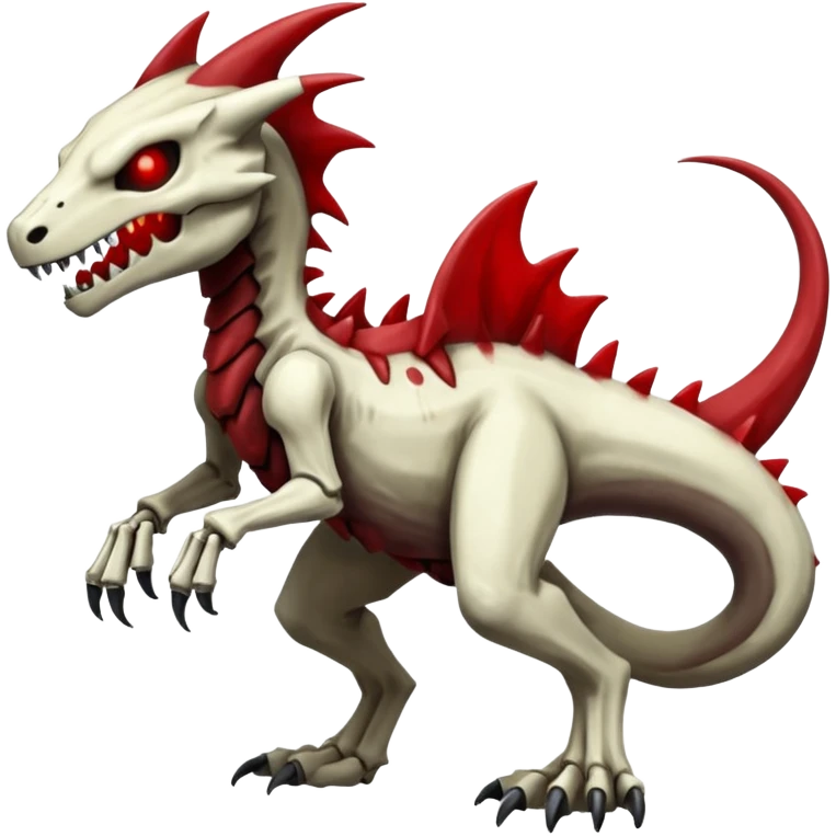 Shiny White Evil Glowing Eldritch Skeletal Creepy Edgy Badass Cool Marowak-Salandit-Duskull-Darkdramon-fusion with bloody red markings emoji