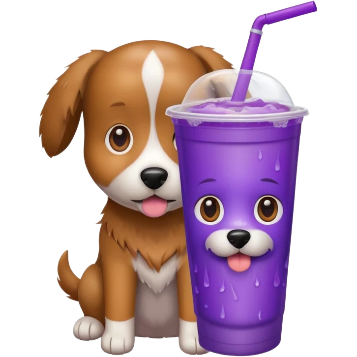 A dog with a purple drink emoji