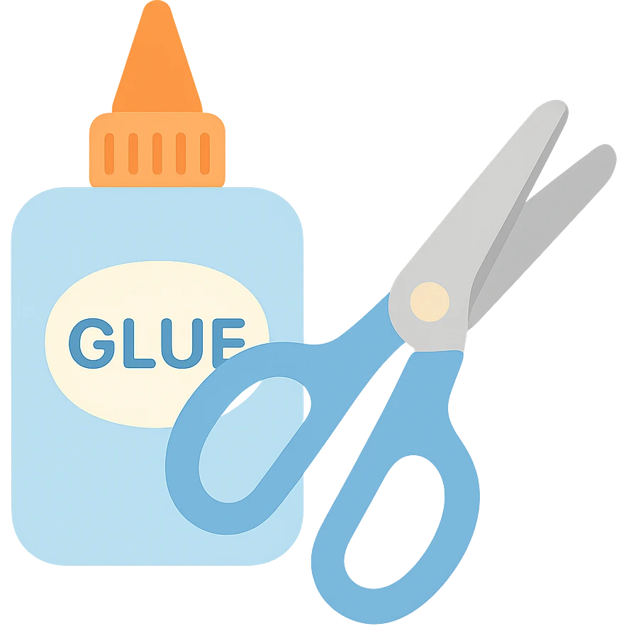 craft glue and scissors flat toon emoji