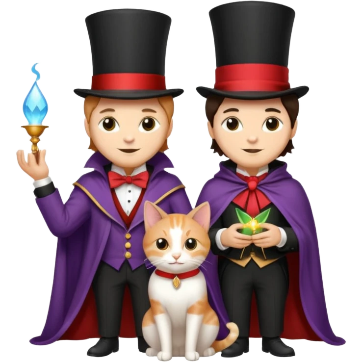 magician couple and their pet cat emoji