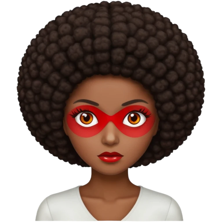 change her hair to a dark brown afro, dark brown eyes, and make the eye whites red emoji