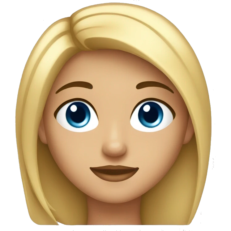 una chica pelo largo noreno ojos azules emoji