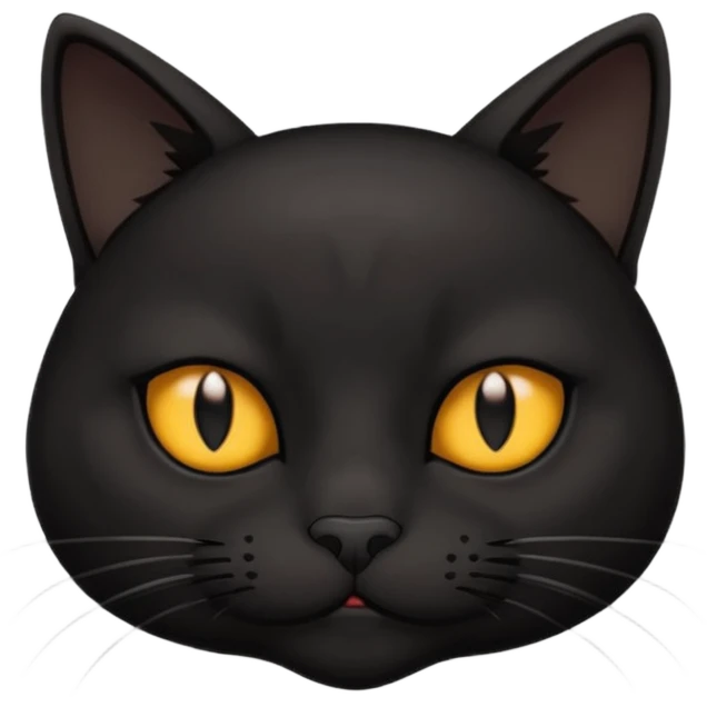 The face of a black cat with a hip frown (thin cheeks, not much hair) emoji