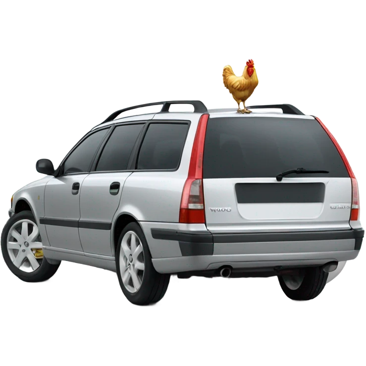 light silver 2001 volvo wagon with chicken wings  emoji