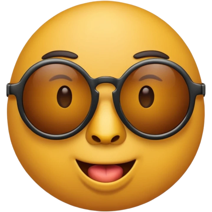 a round yellow circular emoji wearing cool sunglasses with a cocky face emoji