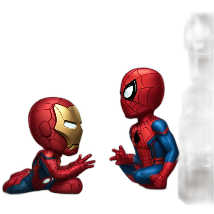 Spider-man talking with Iron man emoji