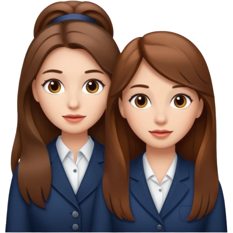 TWO BROWN HAIRED GIRLS DOING PROJECT, PROFESSIONAL AND CUTE , LONG HAIR MAKEUP emoji