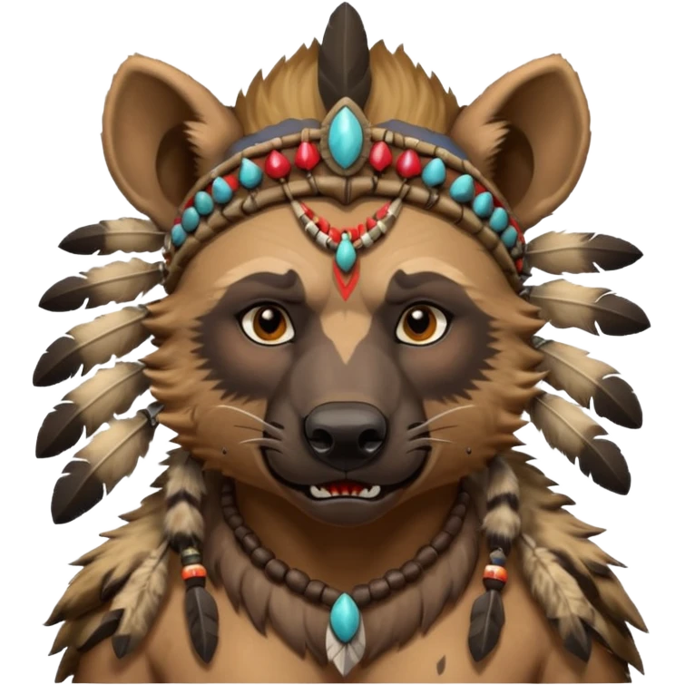 A native strong buff hyena with war bonnet  emoji