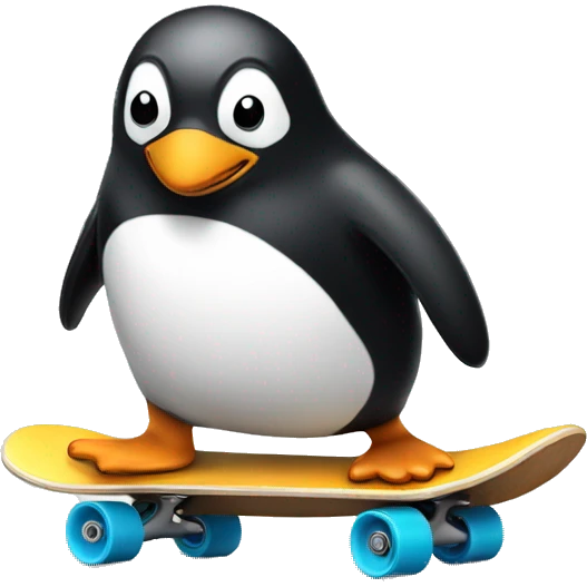 Penguin on a skateboard emoji