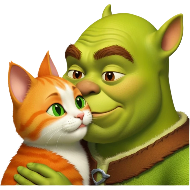 Шрек целует кота emoji