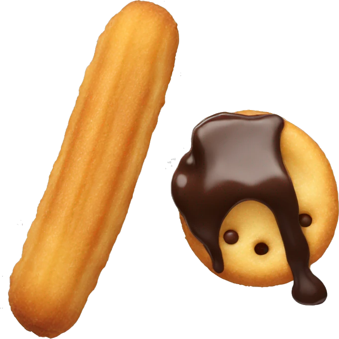 Churro with chocolate dipped tip emoji