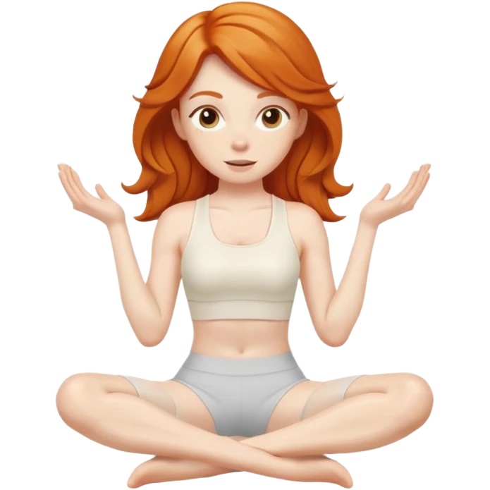 Ginger girl pilates sit ups middle part hair cream outfit emoji