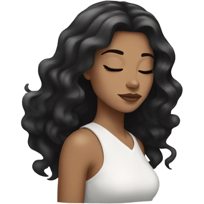 Coquette white girl teenage black hair sleeping  emoji
