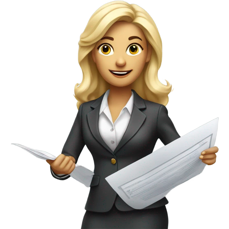 Blonde woman in talent development making money emoji
