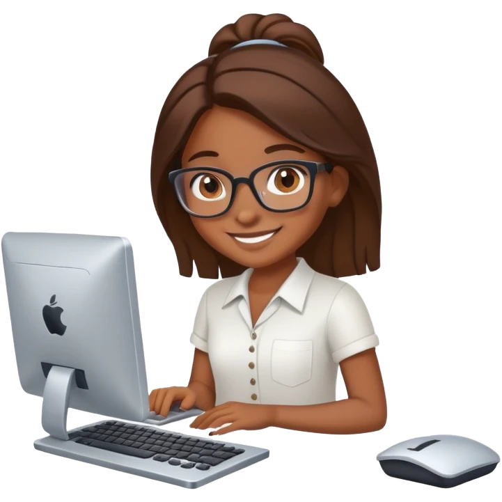 Girl programmer with computer emoji