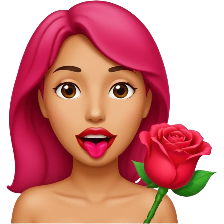 Big dildo inside a women’s magical mouth with nice rose petal shapes lips  emoji