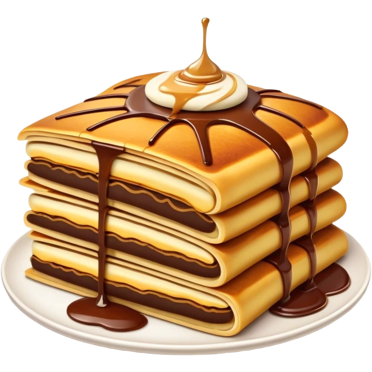 Cinematic Realistic Martabak Manis Dessert Emoji, depicted as a thick, sweet pancake filled with chocolate, cheese, and condensed milk rendered with detailed textures and vibrant, indulgent lighting. emoji