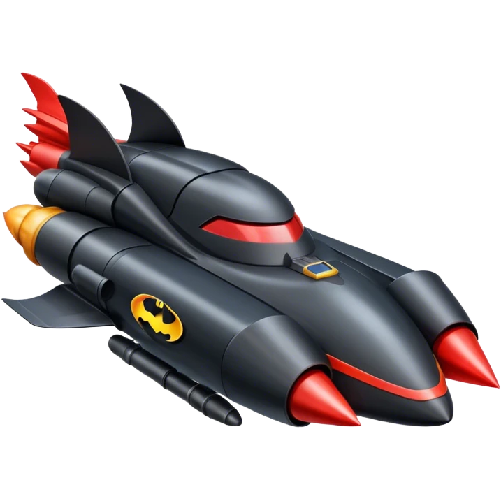 batmobile riding a rocket ship boom! emoji
