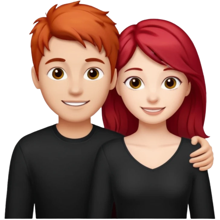 Red haired girl with black hair boy romance emoji